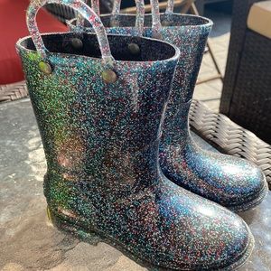 Western Chief black multi sparkled rain boots